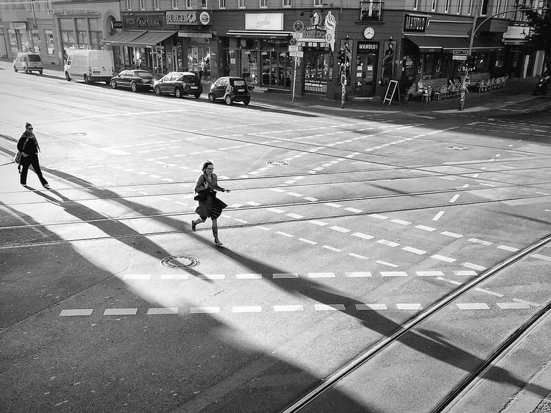 running across street Berlin