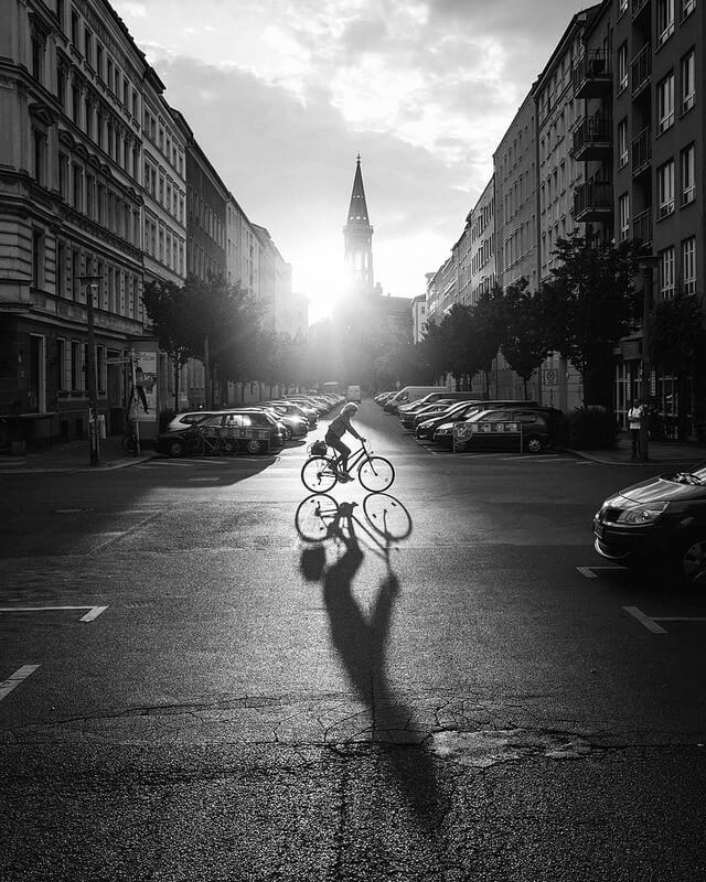 black and white sunset Berlin