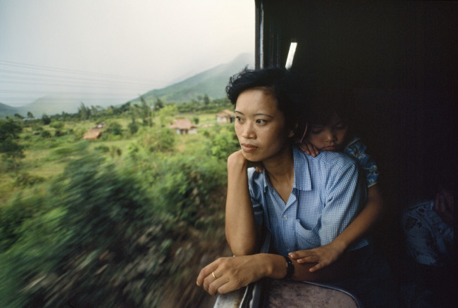 Saigon-Hanoi Train, aka the “Reunification Express” approaches the Hải Vân Pass, Central Vietnam