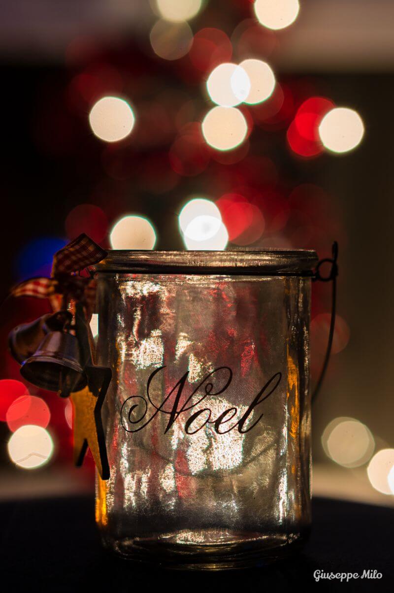 christmas jar with bokeh