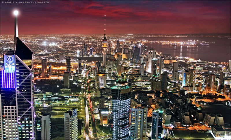 cityscape Kuwait City at night