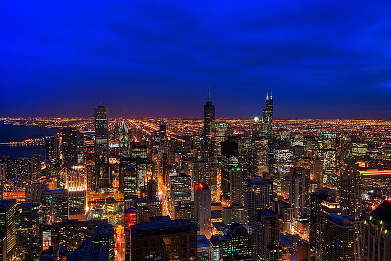 cityscape Chicago at night