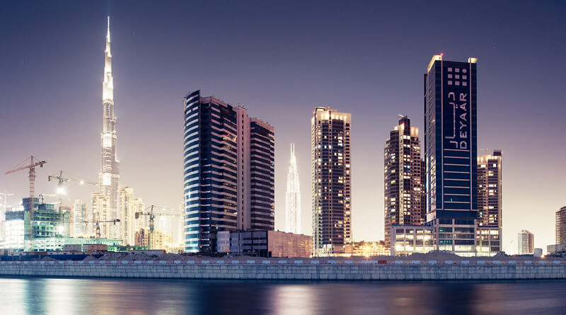 cityscape Dubai at night