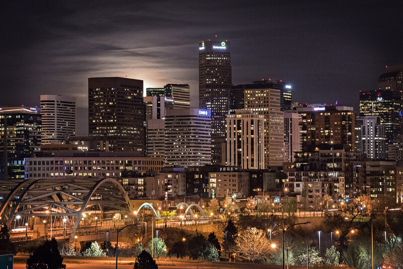 cityscape Denver at night