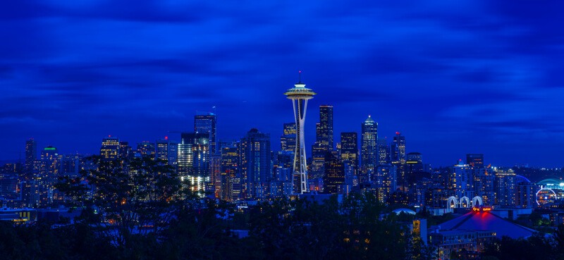 cityscape Seattle at night