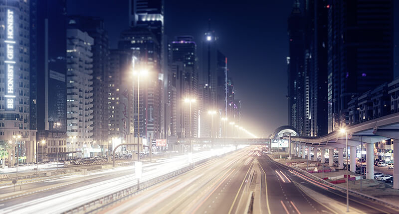 cityscape Dubai at night