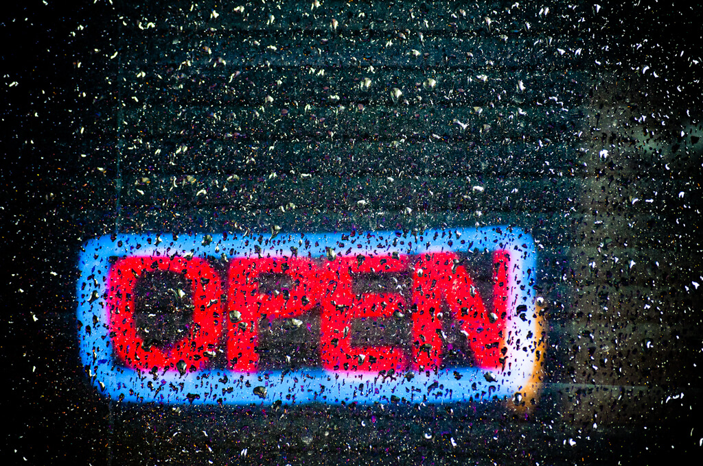 Orbmiser - Neon Open Sign with Rain Drops