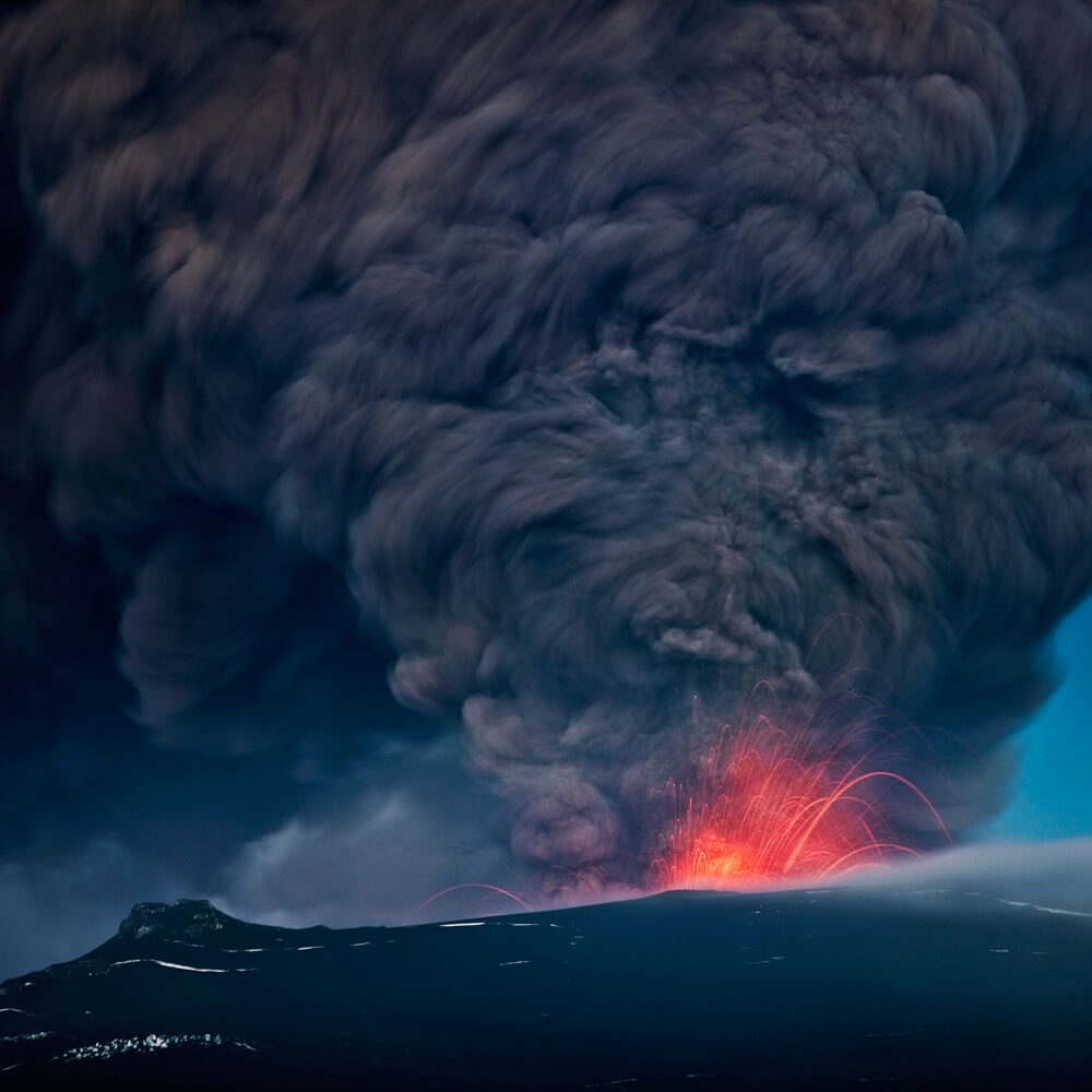 Ragnar Th. Sigurdsson - Ash plume with lava, Eyjafjallajokull Volcanic Eruption