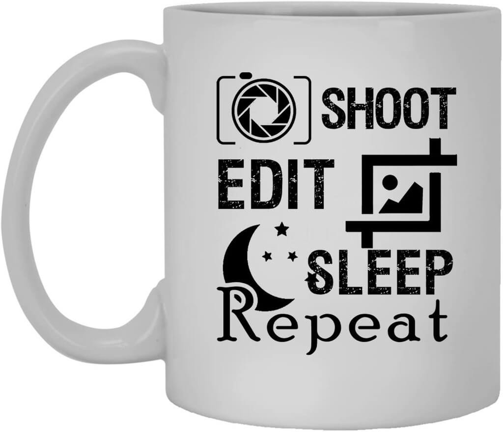 shoot edit sleep mug