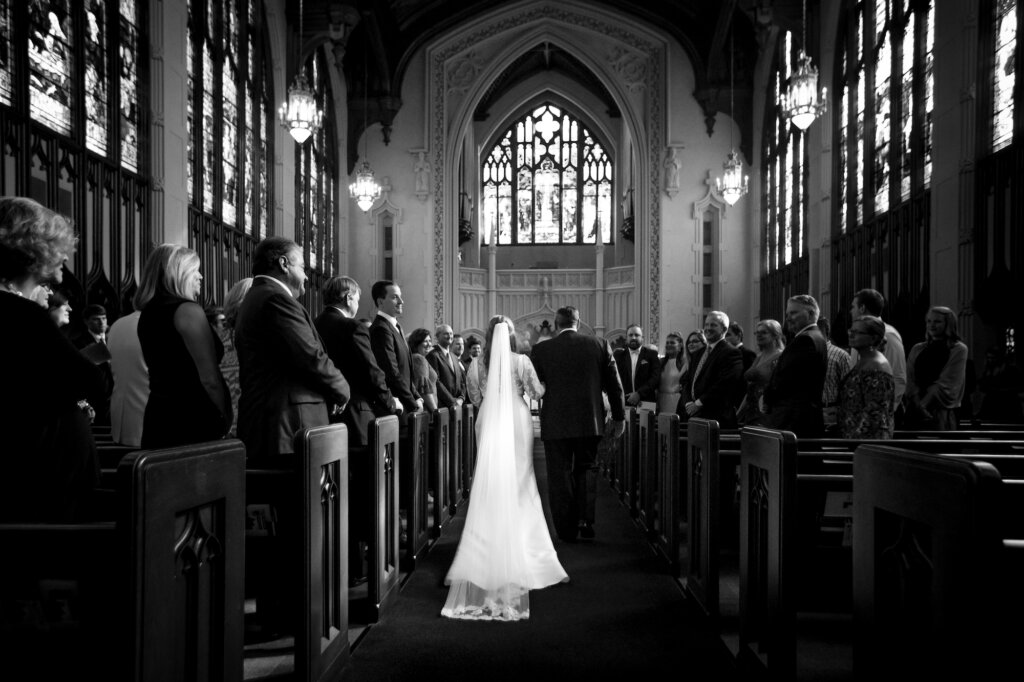 black and white wedding photo